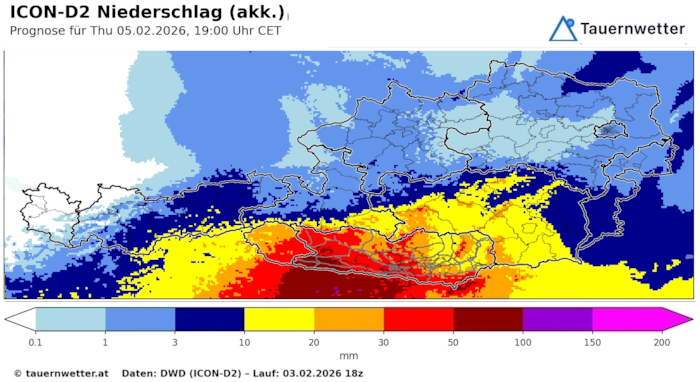 In den nächsten 48 Stunden ist vermehrt Niederschlag prognostiziert.