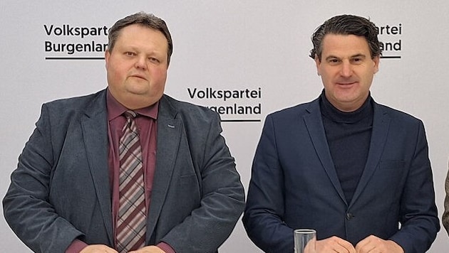 ÖVP-Landesparteiobmann Zarits (re.) und Klubobmann Strobl zweifeln die Glaubwürdigkeit der ...