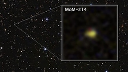 Die Galaxie MoM-z14 existierte bereits rund 280 Millionen Jahre nach dem Urknall.