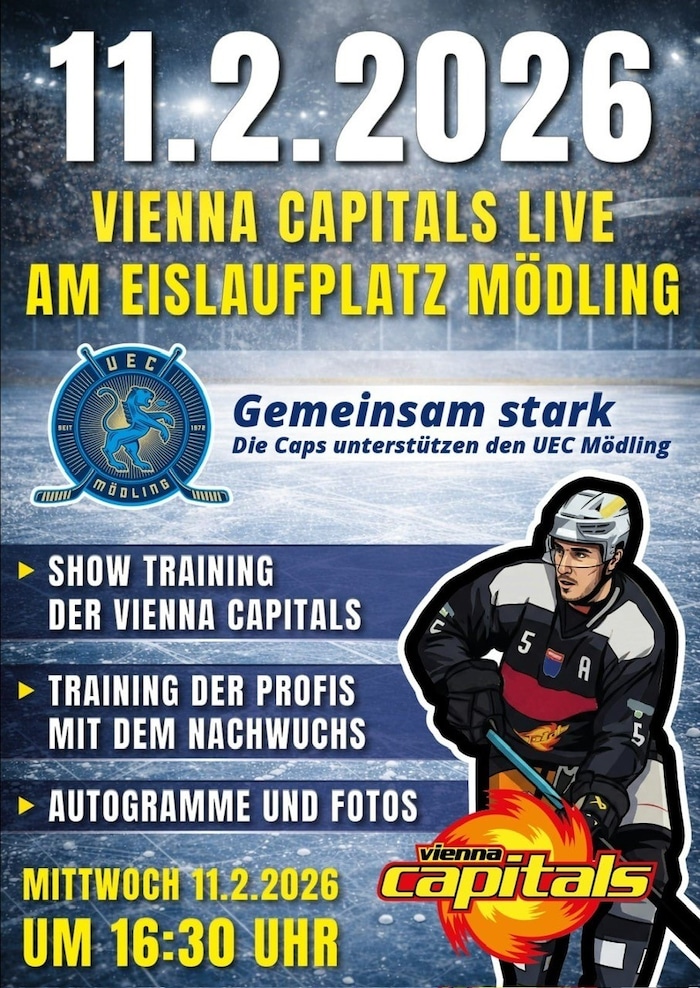 Unterstützung bekommt die Initiative „EIS Mödling“ am 11. Februar von den Vienna Capitals. ...