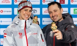 Sabine und Alex Payer. Die Liebesstory im ÖSV-Team hat es 2026 endlich auch zu Olympia ...