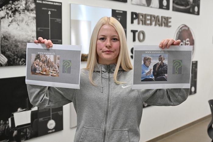 Schülerin Naomi Schosser (15) klärte die Senioren über KI-generierte Bilder auf und wie man ...