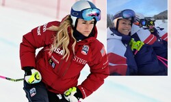 Lindsey Vonn auf dem Weg zum ersten Abfahrtstraining! 