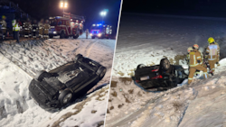 Am Dach liegend, fanden die Einsatzkräfte das Auto vor. Vom Lenker fehlte aber jede Spur.