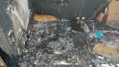 Das Feuer verbreitete sich in der Küche.