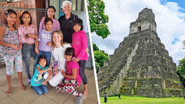 Ingrid Staubmann mit durch die Spenden aus der Steiermark unterstützten Mädchen in Santa Elena ...