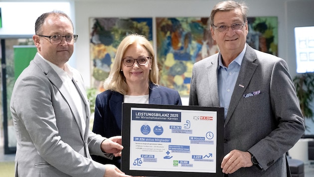 Direktor Meinrad Höfferer, Servicezentrum-Leiterin Jutta Steinkellner und Präsident Mandl ...