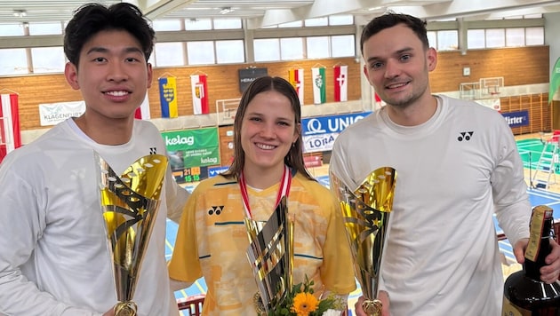 Pascal Cheng, Kathi Hochmeir und Philipp Drexler (v. li.) holten Pokale nach Simmering.