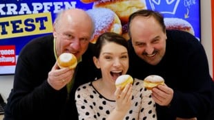 Krapfentest mit Top-Jury: Eveline Wild, Johann Lafer (re.) und Josef Zotter