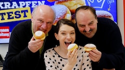 Krapfentest mit Top-Jury: Eveline Wild, Johann Lafer (re.) und Josef Zotter
