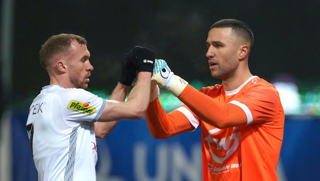 Altacher Stützen: Kapitän Lukas Jäger (li.) und Torhüter Dejan Stojanovic.