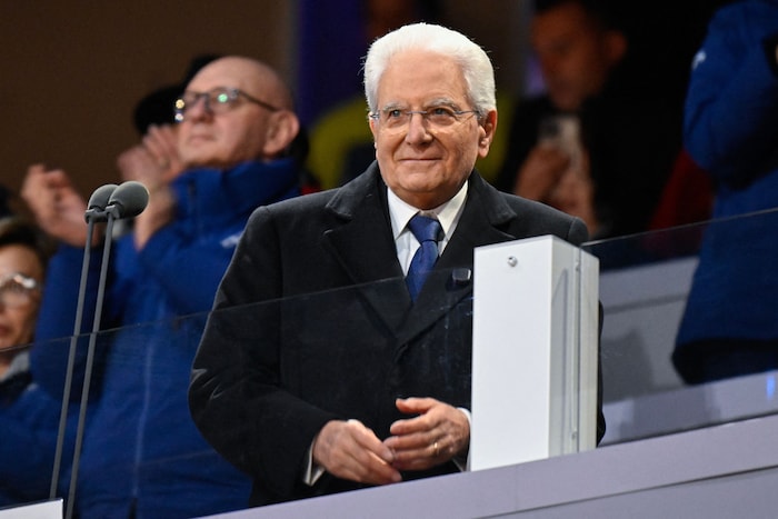 Italian President Sergio Mattarella delivered the official opening speech at 10:50 p.m. on ...