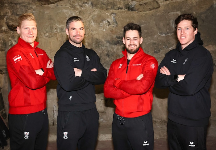 Stefan Babinsky, Vincent Kriechmayr, Daniel Hemetsberger und Raphael Haaser (von li. nach re.)