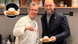 Figlmüller-Koch Markus Brunner und Geschäftsführer Michael Mann präsentieren den ...