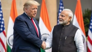US-Präsident Donald Trump bei einem bei einem Treffen mit Indiens Premier Narendra Modi im Jahr ...