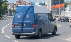Ein Polizeiauto in Nordmazedonien