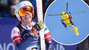 Breezy Johnson (li.) holte Gold. Lindsey Vonn wurde mit dem Heli abtransportiert. 