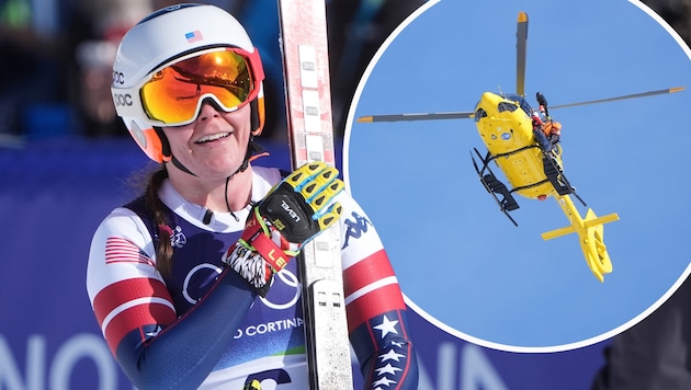 Breezy Johnson (left) won gold. Lindsey Vonn was transported away by helicopter.