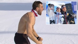 Unbändiger Jubel bei Benjamin Karl nach seinem Sieg, Sabine Payer freut sich über die ...