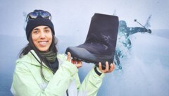 Freeride-Profi Silvia Moser mit dem neuen Postour-Schuh von Arc‘teryx. 