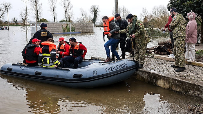 Die portugiesische Marine half den Wahlberechtigten, in überfluteten Gebieten zu ihren ...