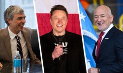 Elon Musk (Mitte) zieht seinen „Verfolgern“ im Ranking der Superreichen auf und davon. Links ...