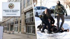 Die ob ihrer brutalen Einsätze berüchtigten ICE-Agenten (re.) sind an nobler Adresse in Wien zu ...