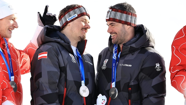 Manuel Feller (l.) und Vincent Kriechmayr (r.)