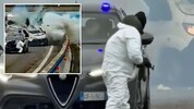 Nach einer Explosion rückten bewaffnete und vermummte Täter zum Transporter aus.
