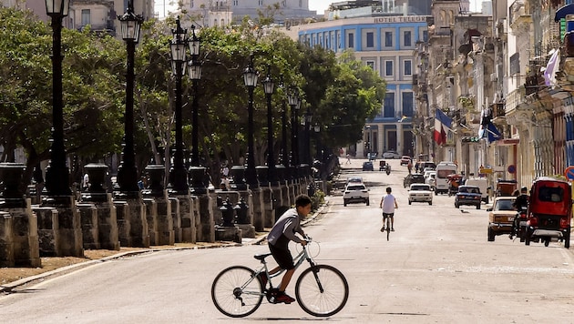 Nur noch wenig Verkehr auf dem Paseo de Marti im Zentrum der Hauptstadt.