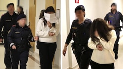 Die zwei angeklagten Mädchen werden aus der Untersuchungshaft vorgeführt.
