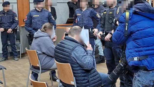 The defendants in the most gruesome trial that those present could remember.