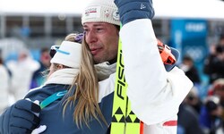 Emotional: Biathlet Sturla Holm Laegreid.