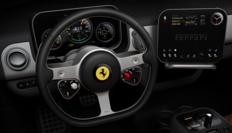 Das neue Ferrari-Cockpit hat wenig mit klassischen Modellen zu tun.