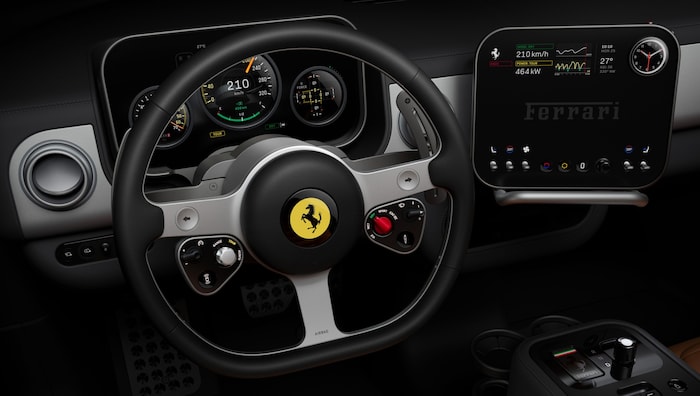 Das neue Ferrari-Cockpit hat wenig mit klassischen Modellen zu tun.