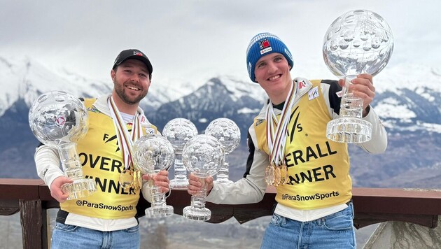 Johannes Aigner (re.) und Guide Nico Haberl holten alle fünf Kristallkugeln.