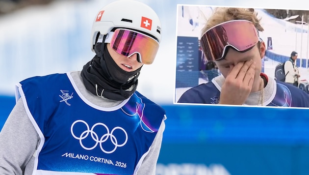 Andri Ragettli verdrückte im Ziel einige Tränen, nachdem er wieder „nur“ Vierter wurde.