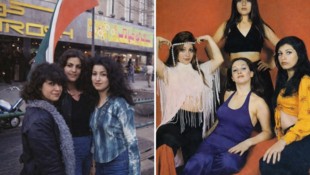 Straßenmode in Teheran (links) und eine iranische Mädchen-Popgruppe in den 1970er-Jahren