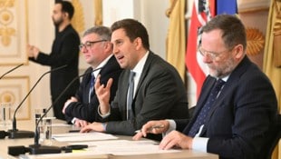 Staatssekretär Jörg Leichtfried (SPÖ), Staatssekretär Alexander Pröll (ÖVP) und Staatssekretär ...