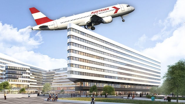 So wird der futuristisch anmutende Office-Park am Flughafen aussehen.
