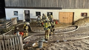 Mit schwerem Atemschutz drangen die Feuerwehrmänner in das Gebäude ein.