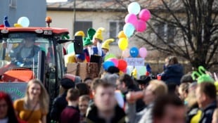 Kunstvolle Umzugswägen erfreuen im Fasching die Besucher.