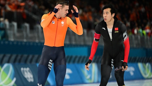 Joep Wennemars (li.) wurde von Ziwen Lian ausgebremnst