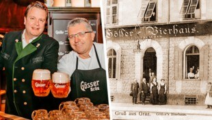 Chef-Zapfer Erich Ovsonka mit Hausherr Grossauer (li.): Das Duo hat die letzten 20 Jahre in der ...
