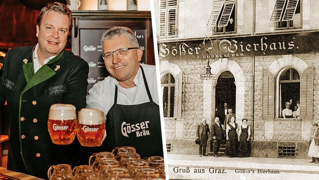 Chef-Zapfer Erich Ovsonka mit Hausherr Grossauer (li.): Das Duo hat die letzten 20 Jahre in der ...