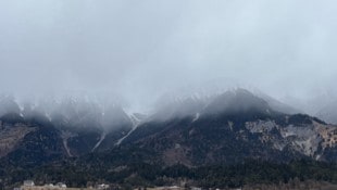 Einsetzender Schneefall am Donnerstagnachmittag auf der Innsbrucker Nordkette.