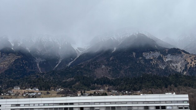 Einsetzender Schneefall am Donnerstagnachmittag auf der Innsbrucker Nordkette.