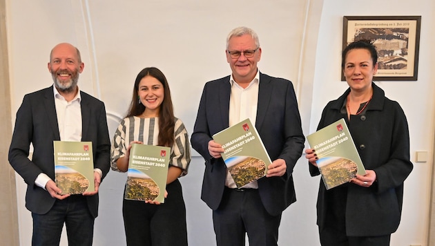 v.l.: Keding (Forschung Bgld.), Sanchez-Pöll (Grüne), Stadtchef Steiner (ÖVP) und ...