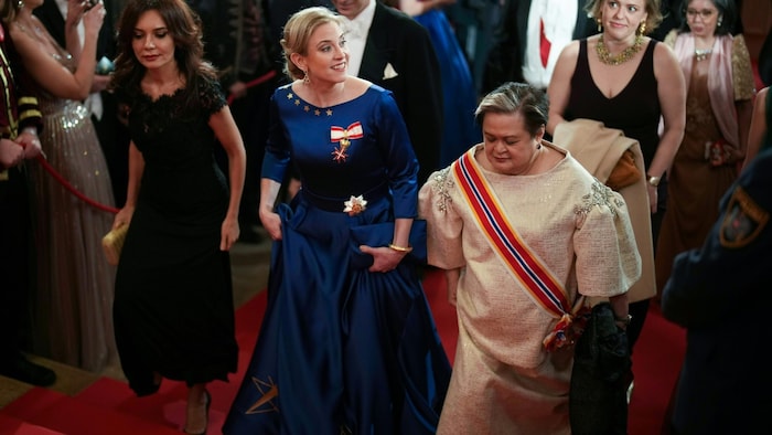 Beate Meinl-Reisinger im Tischtuch-Kleid