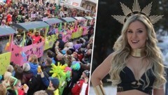 In Villach findet Österreichs größter Faschingsumzug statt (li.). Natalie Holzner verkleidet ...